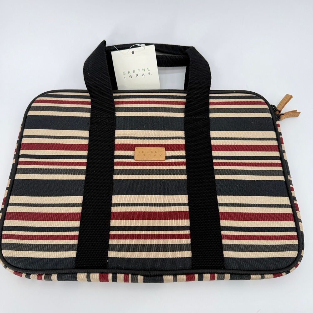 Greene & Gray Brand NWT Striped Laptop Sleeve Nautical Preppy Academic Thin - Picture 7 of 7